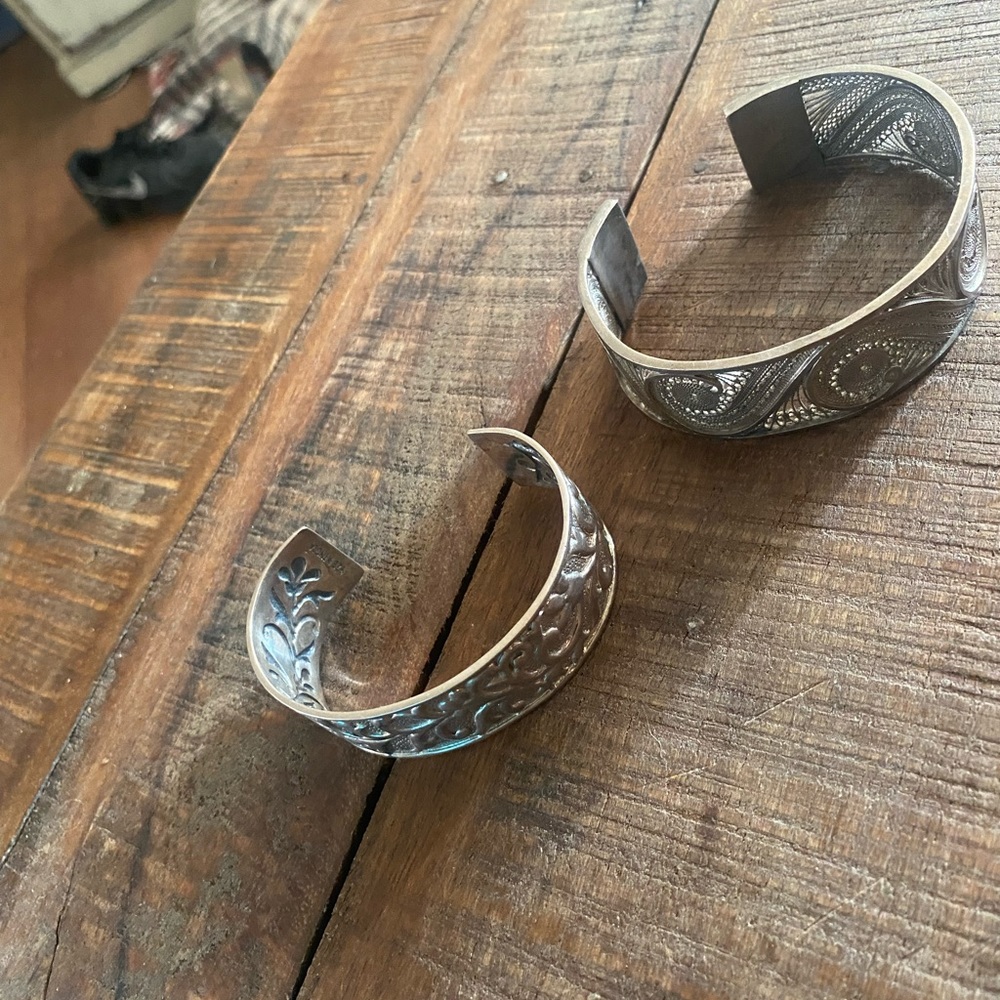 Two Sterling Silver Cuff Bracelets - image 4